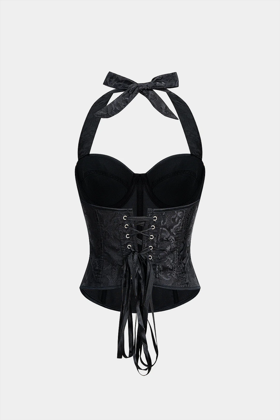 Jacquard Halter Neck Tie-Back Cami Top