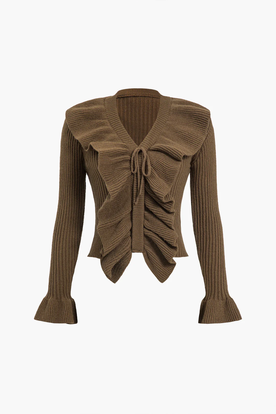 Knit Long Sleeve Ruffled Top