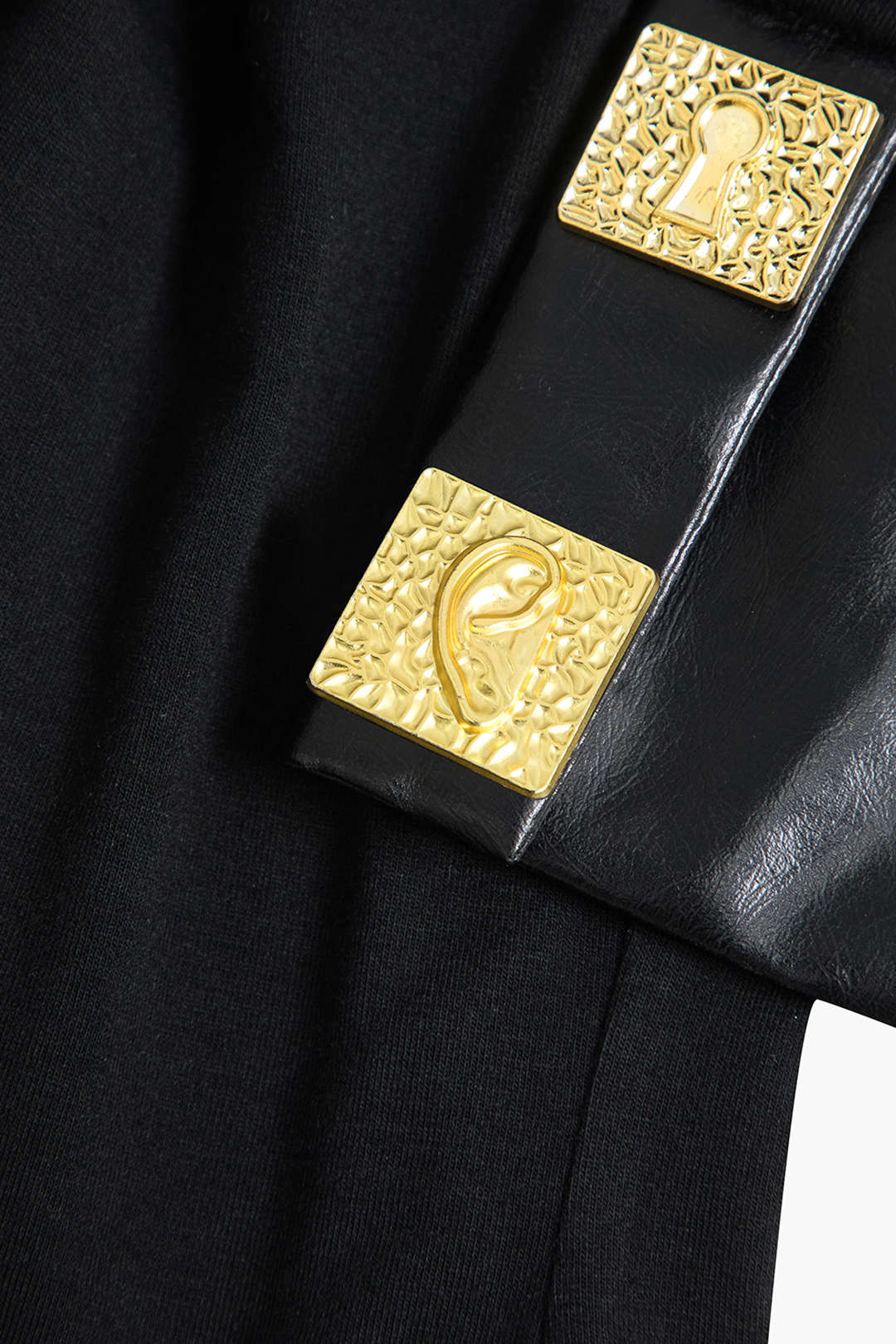 Faux Leather Patchwork Button One-piece Top