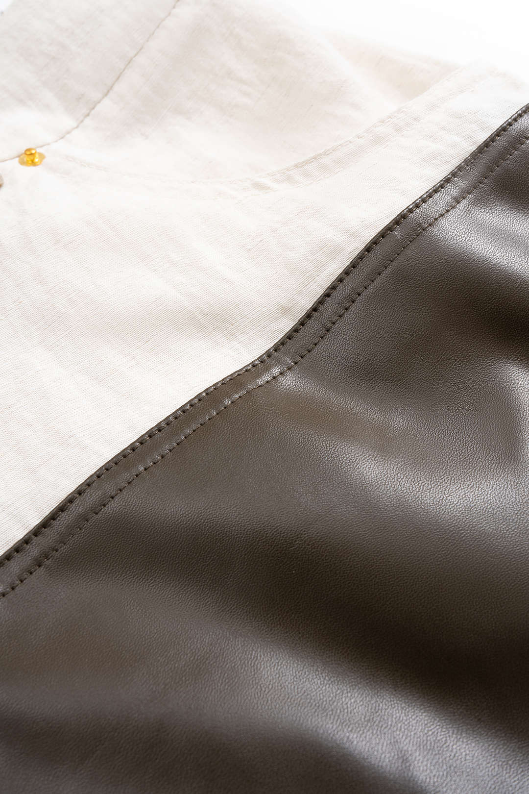 Faux Leather Patchwork Straight Leg Trousers