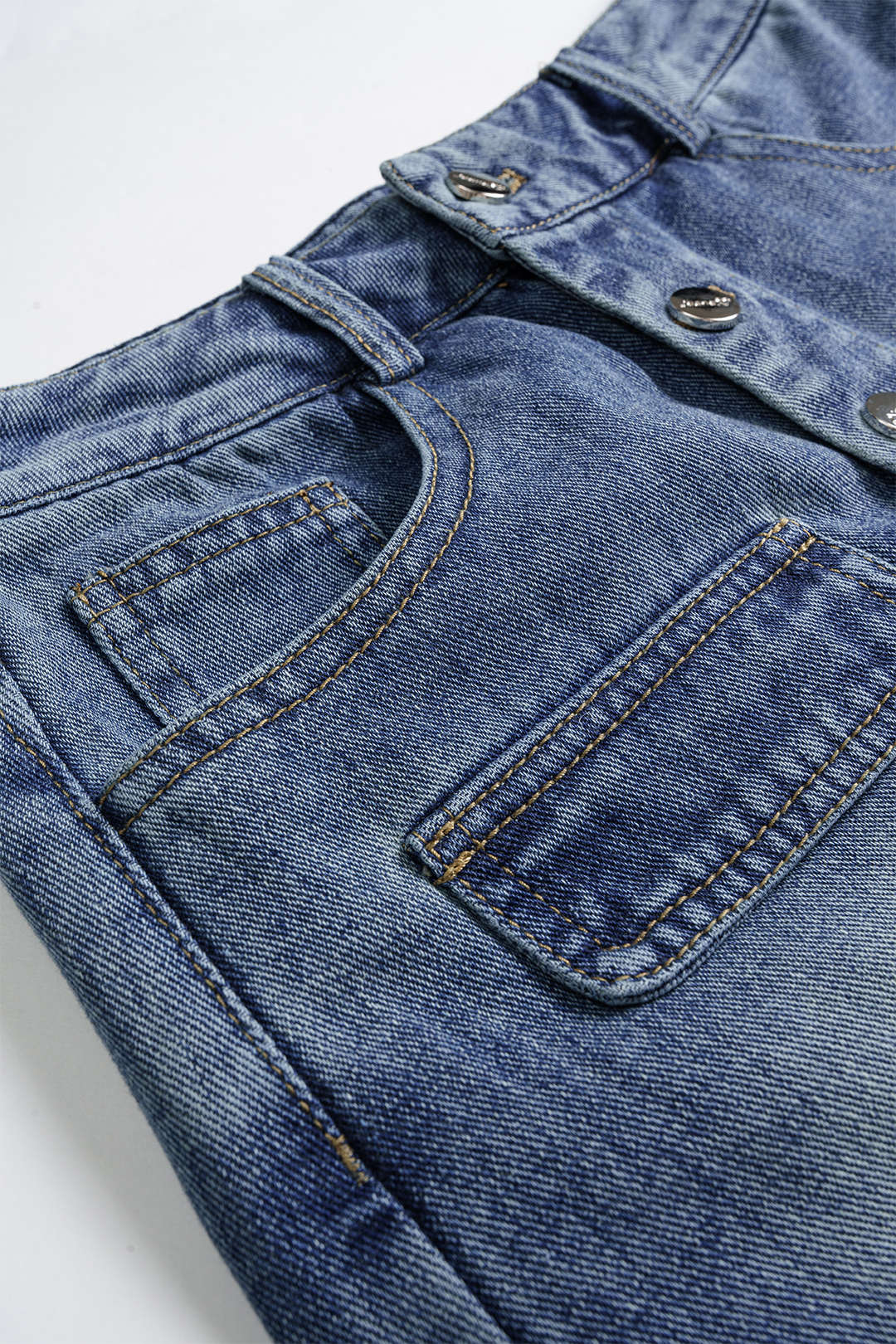 Denim Button-up High-waisted Skirt