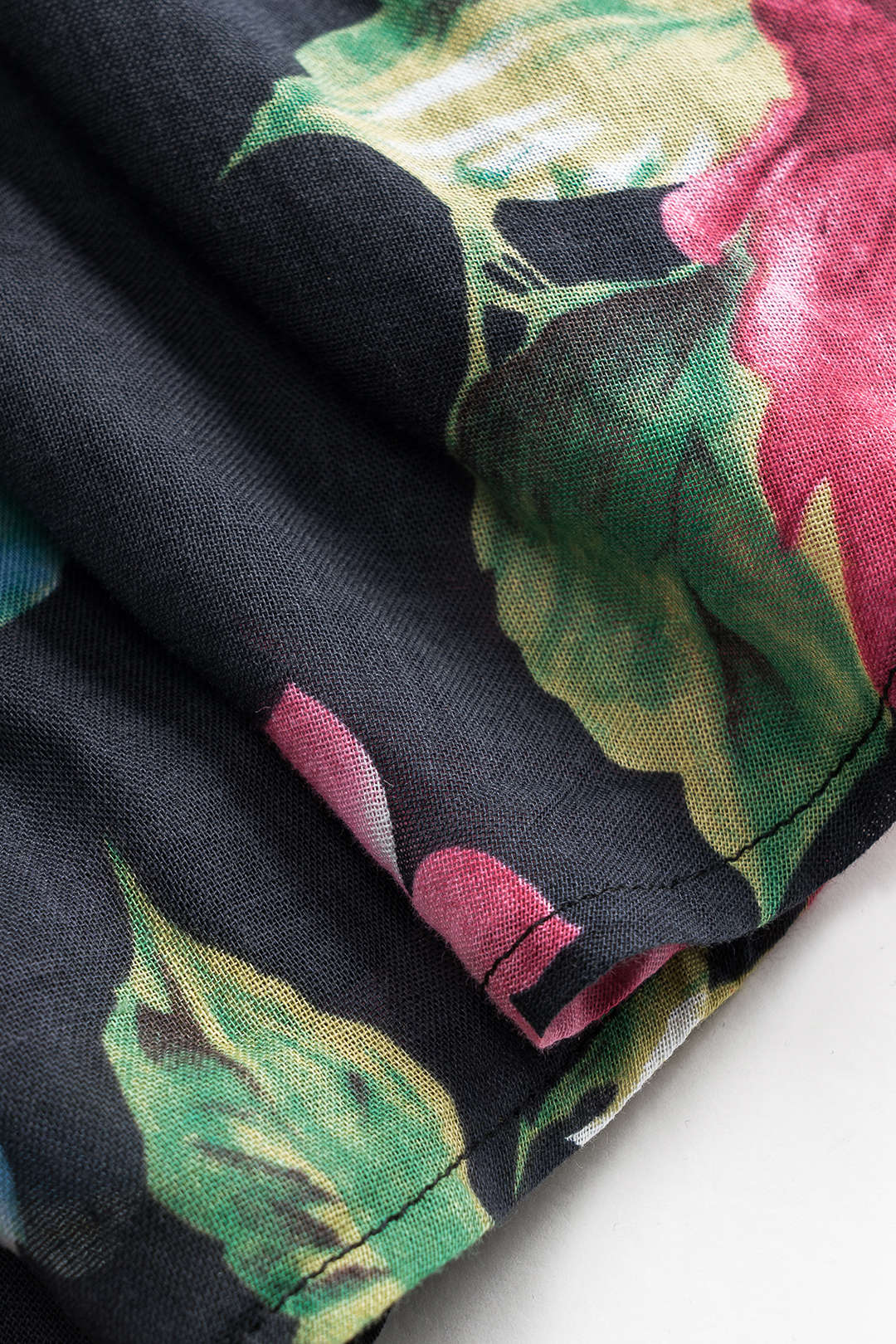 Floral Pattern Mesh Ruched Skirt