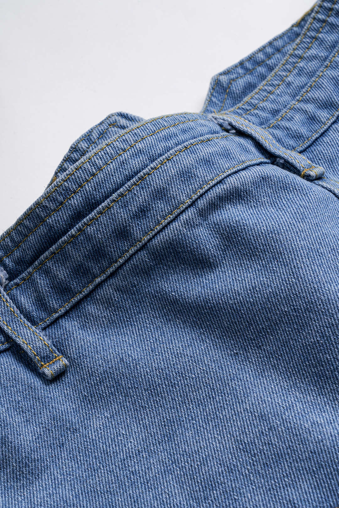 Denim Mesh Patchwork Belted Button Pocket Skirt