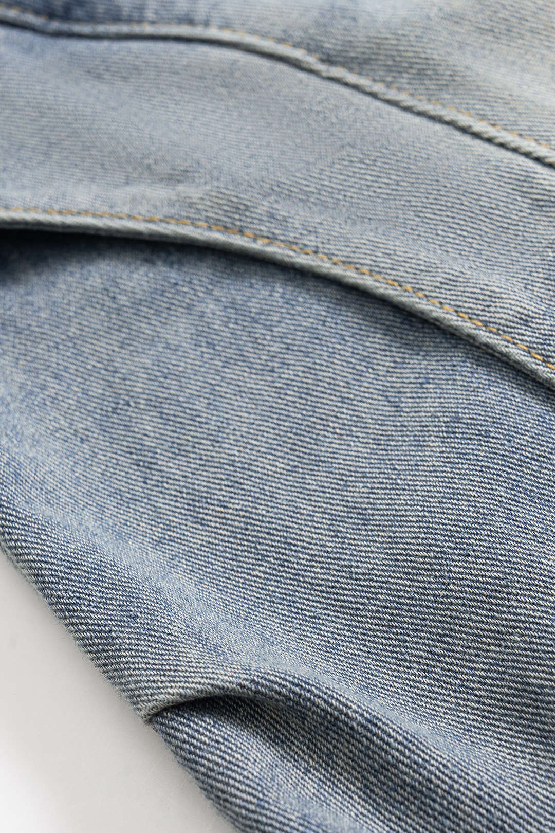 Washed Denim Shirred Waistband Tie-Up Short Jeans