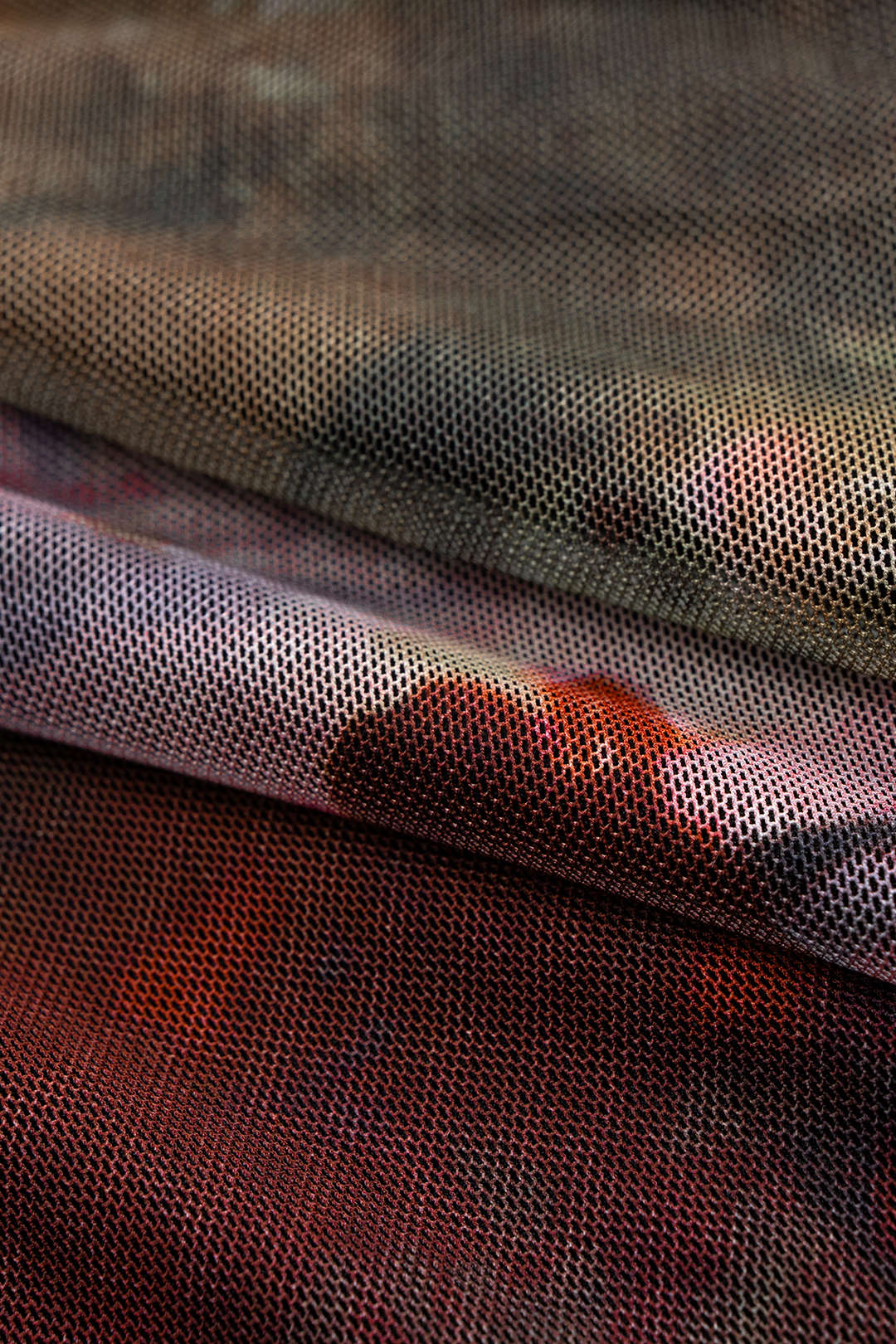 Abstract Print Mesh Asymmetrical Draped Cowl Neck Sleeveless Long Dress