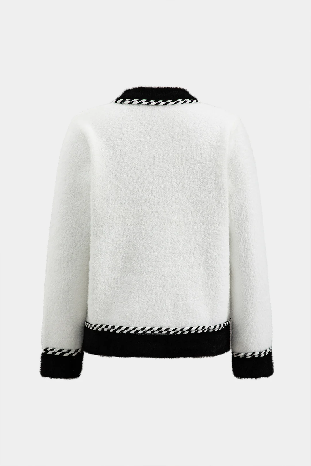 Contrast Knit Button Pocket Cardigan