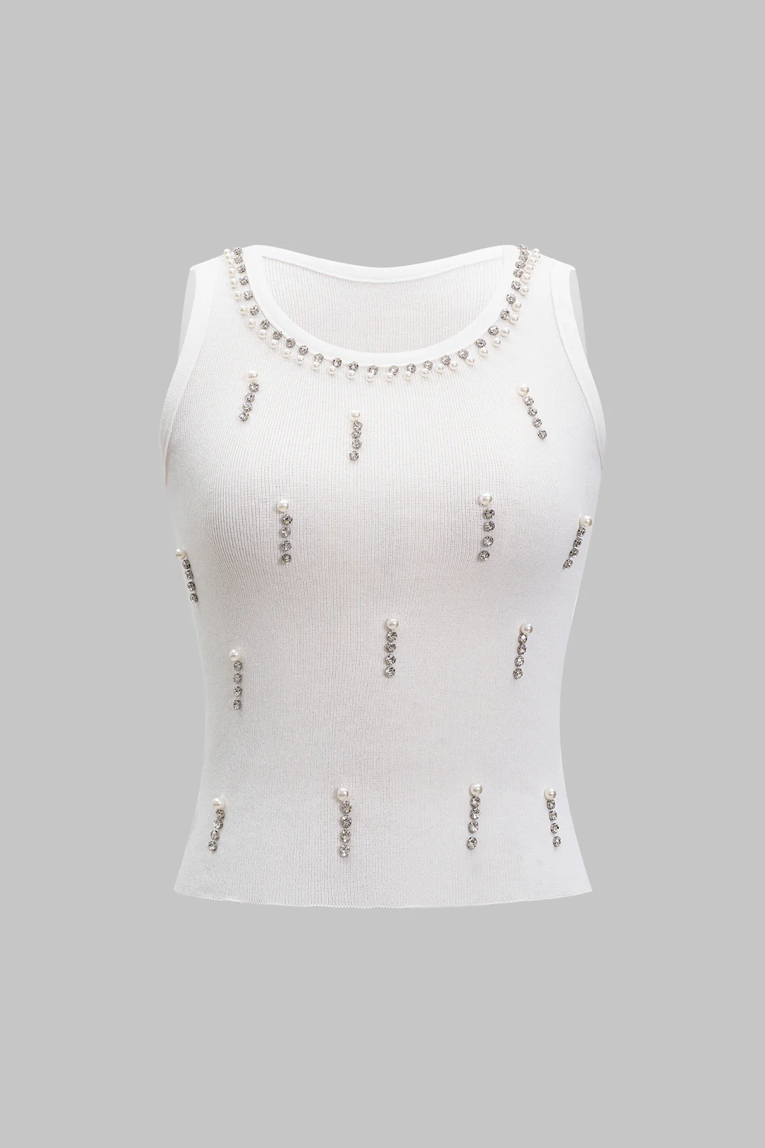 Knit Rhinestone Sleeveless Top