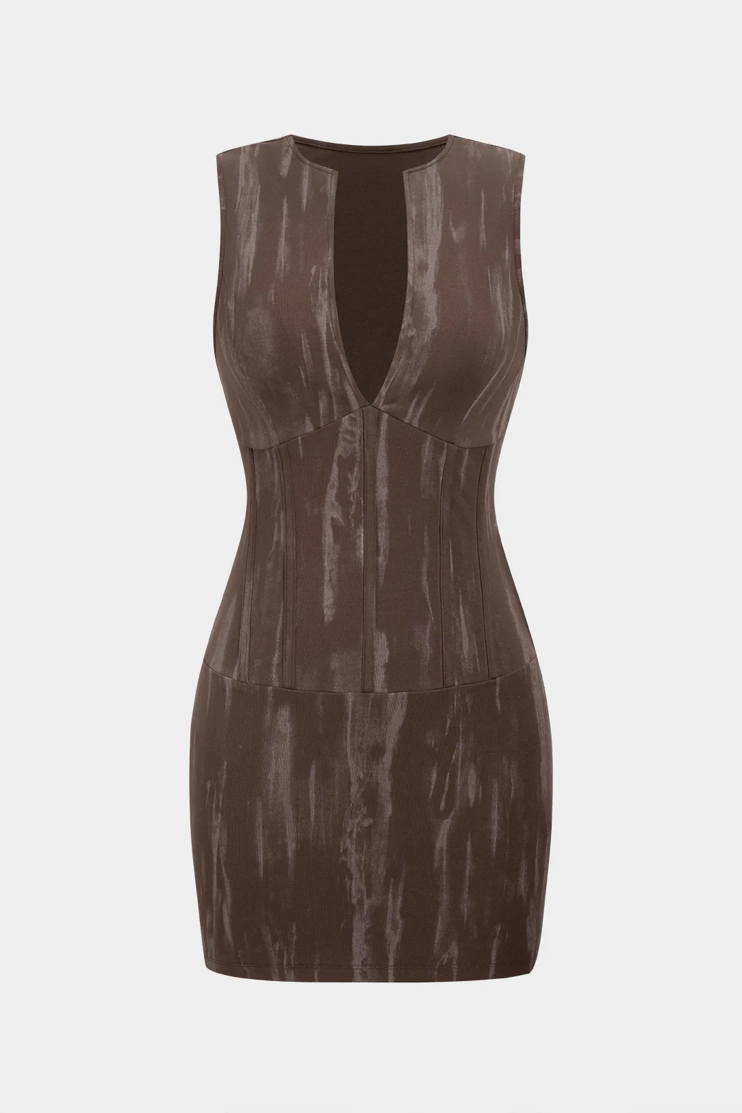 Abstract Print V-Neck Corset Tank Sleeveless Mini Dress