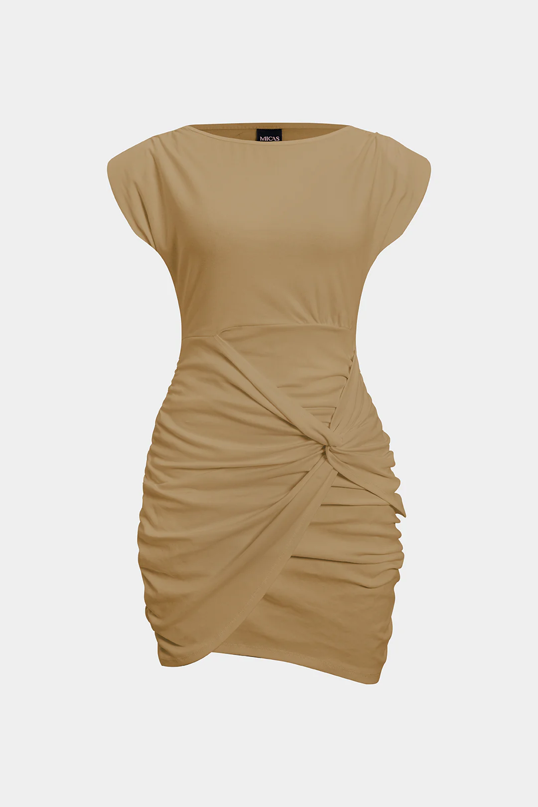 Ruched Twisted Knot Mini Dress