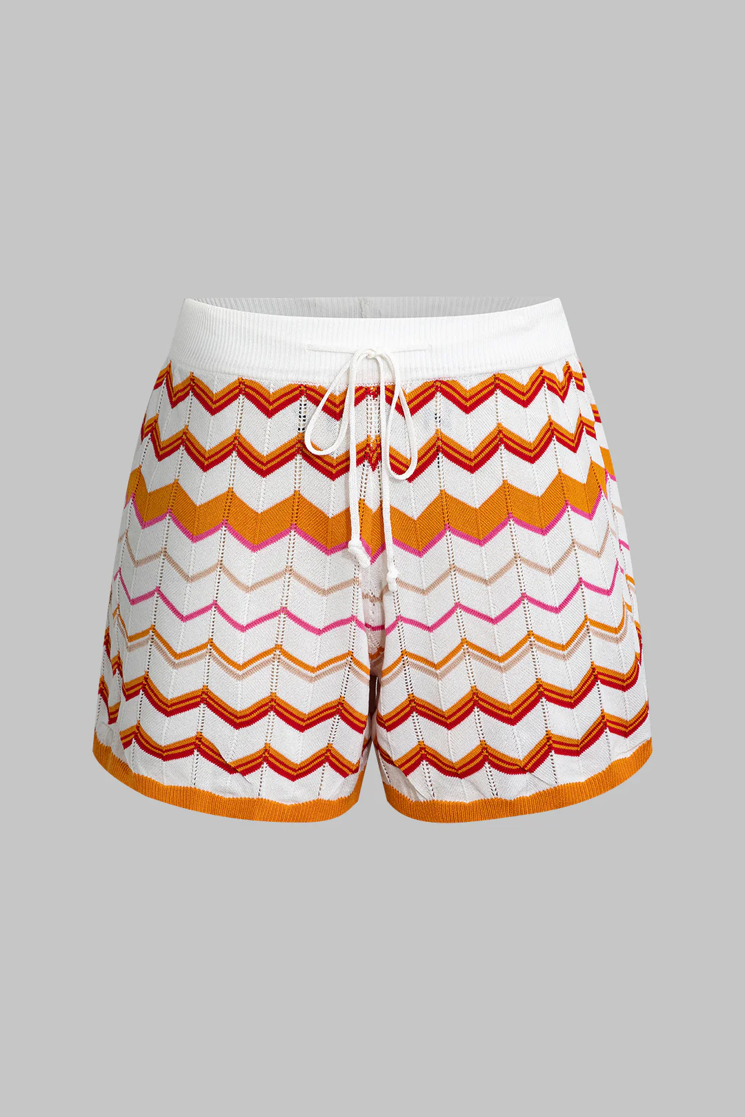 Contrasting Knit Top and Drawstring Shorts Set