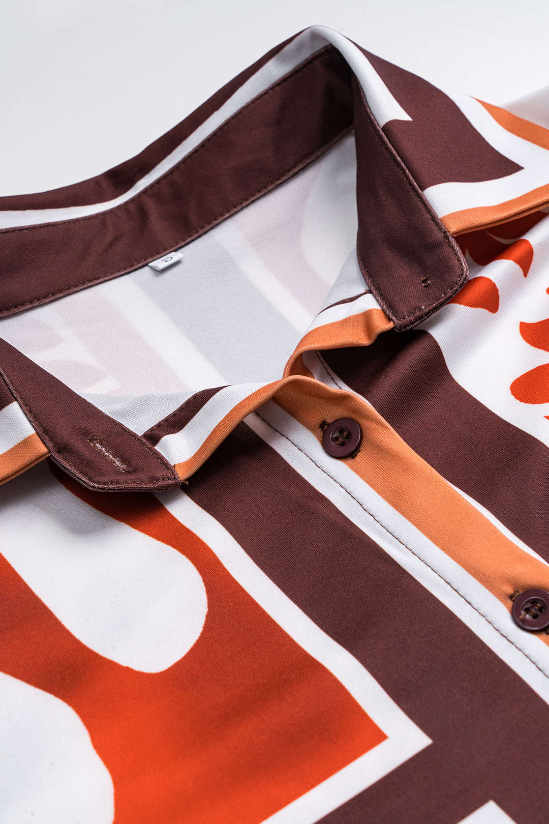 Leaf Print Satin Long Sleeve Shirt and Asymmetrical Mini Skirt Set