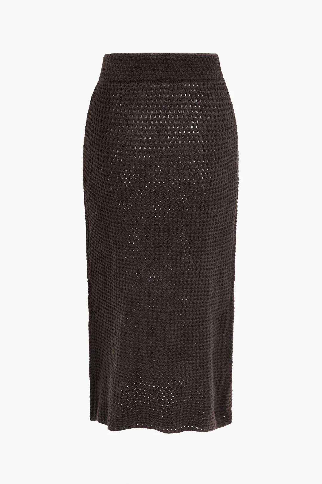 Solid Knit Cut-Out Mid-Length Skirt