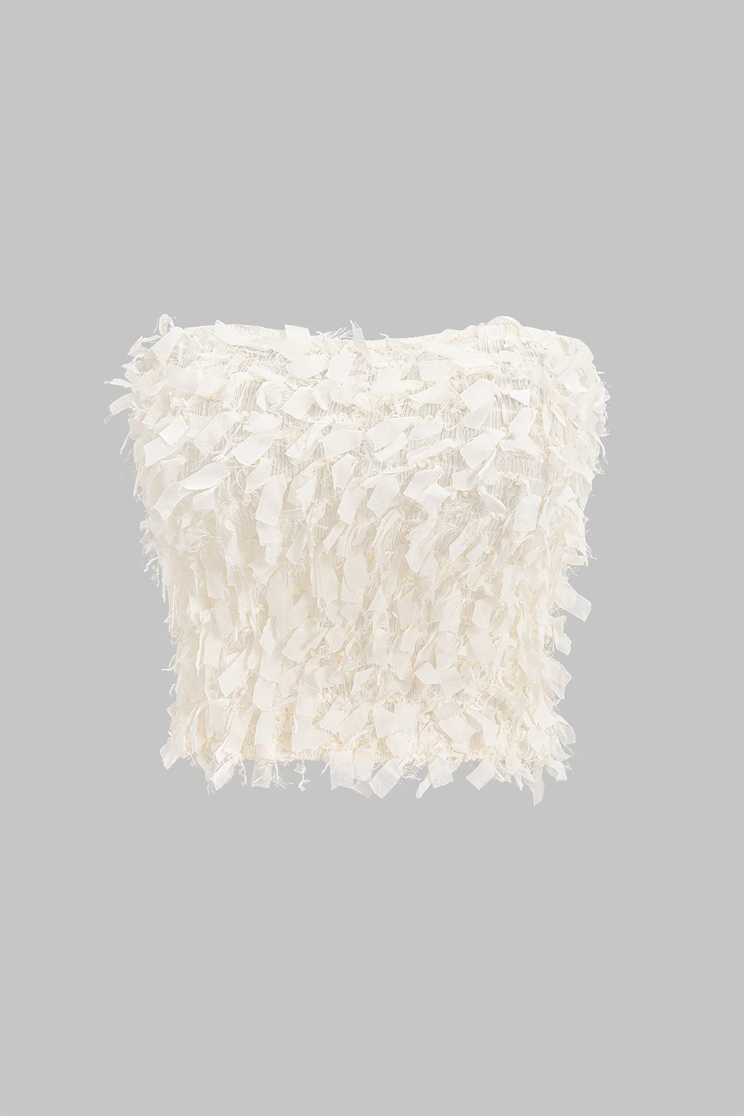Strapless Fringe Trim Tube Top