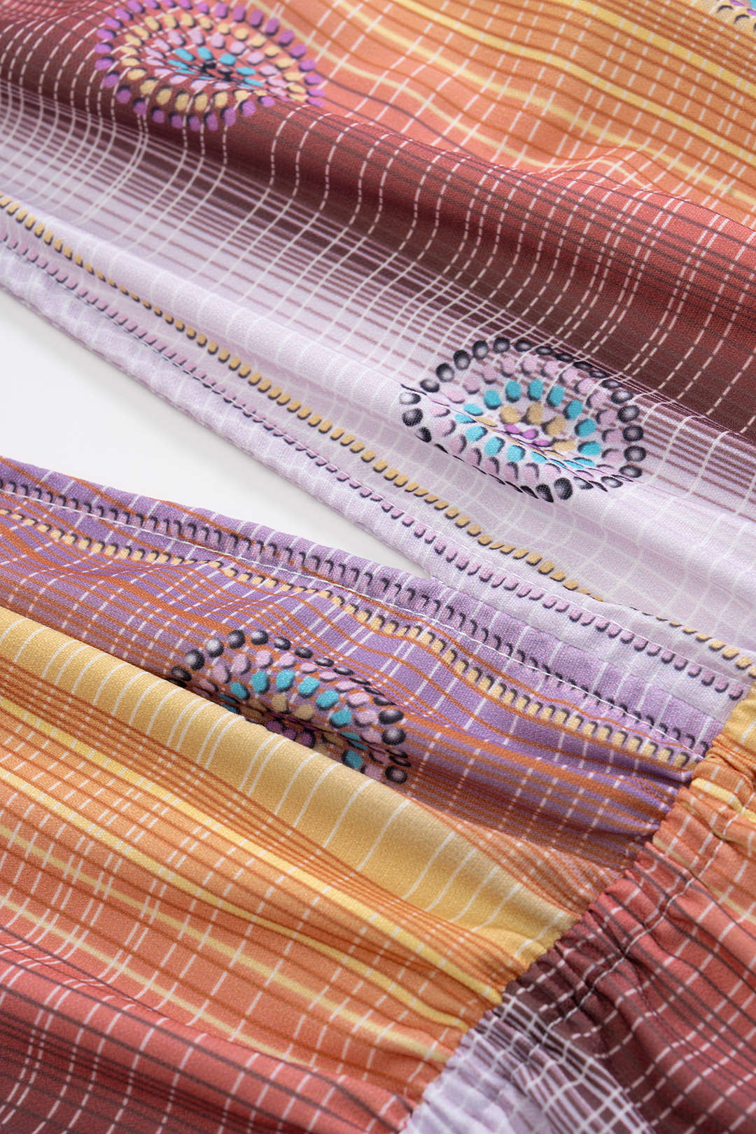 Stripe Print V-Neck Halter Neck Backless Tie-Up Tank Top