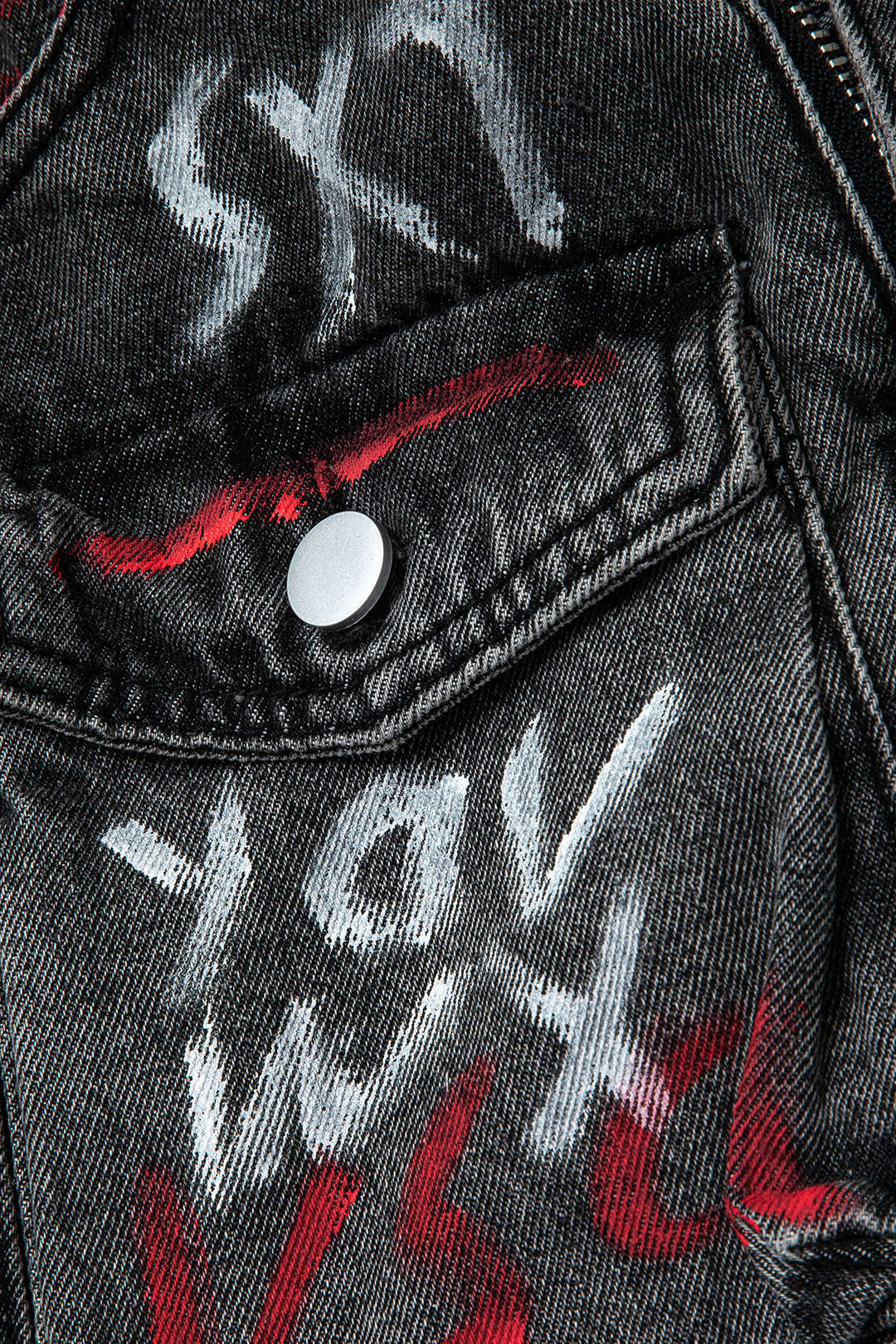 Graffiti Flap Pocket Mini Denim Skirt