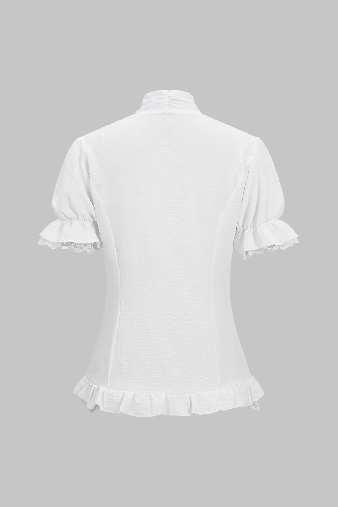 Ruched Sleeves Button Short-Sleeve Shirt