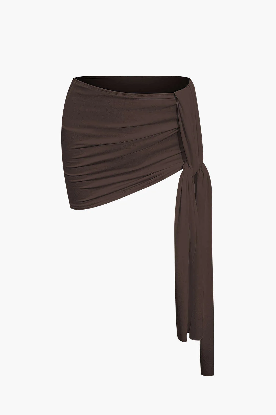 Asymmetrical Ruched Crop Top and Tie Mini Skirt Set