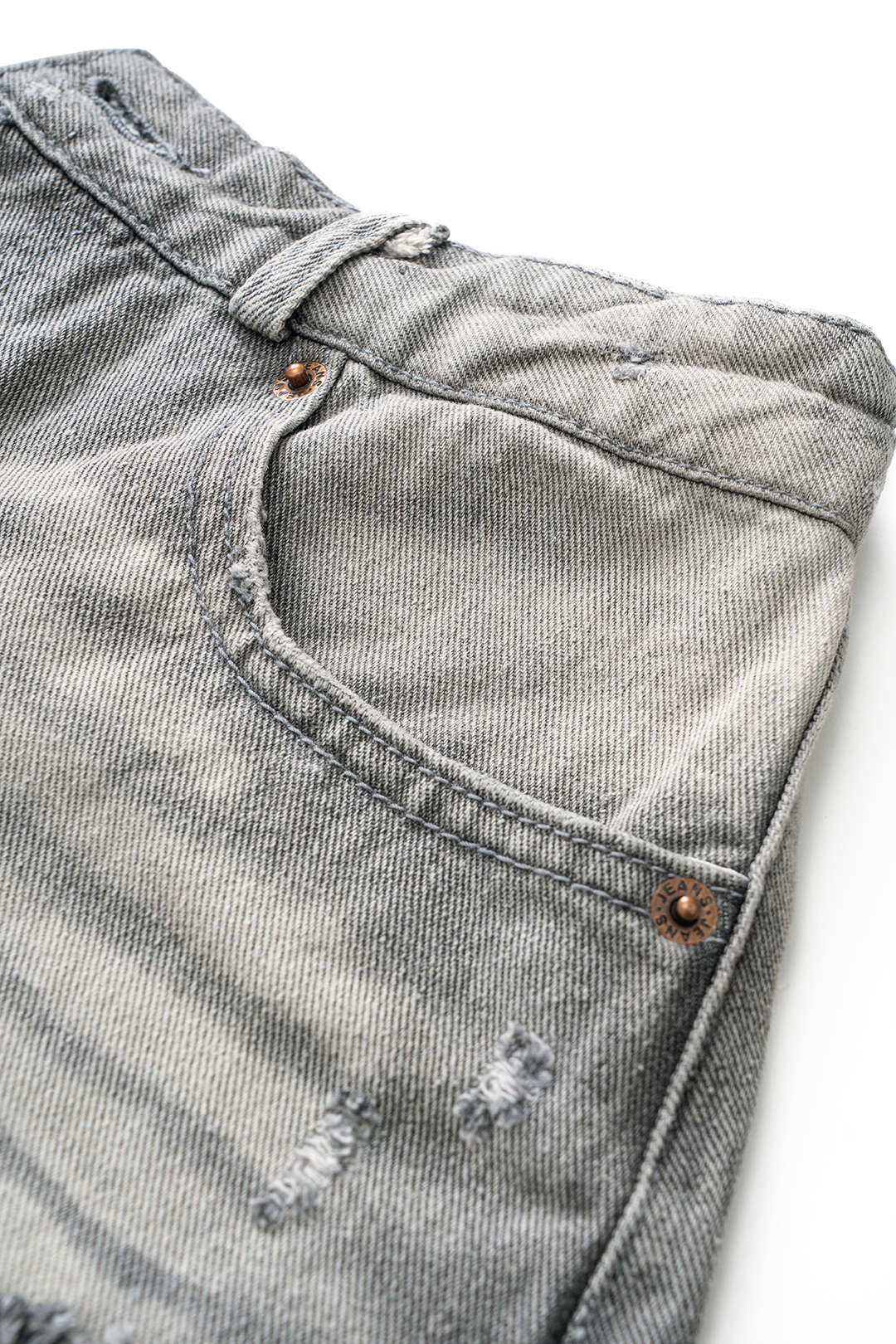 Denim Asymmetric Ripped Shorts