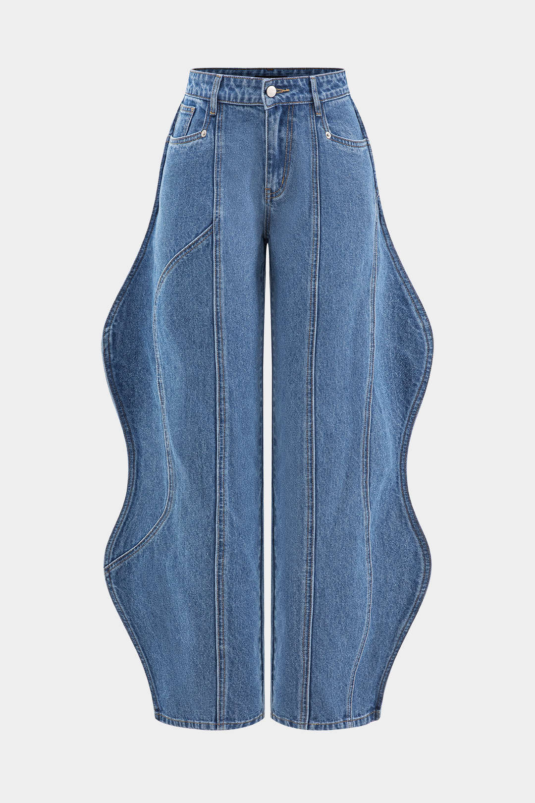 Wave High Waist Barrel Leg Jeans