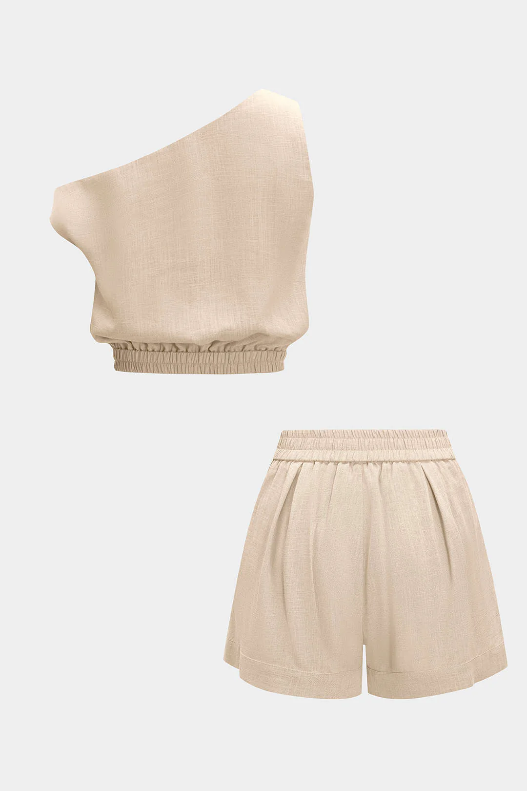 Linen Asymmetric Top and Shorts Set
