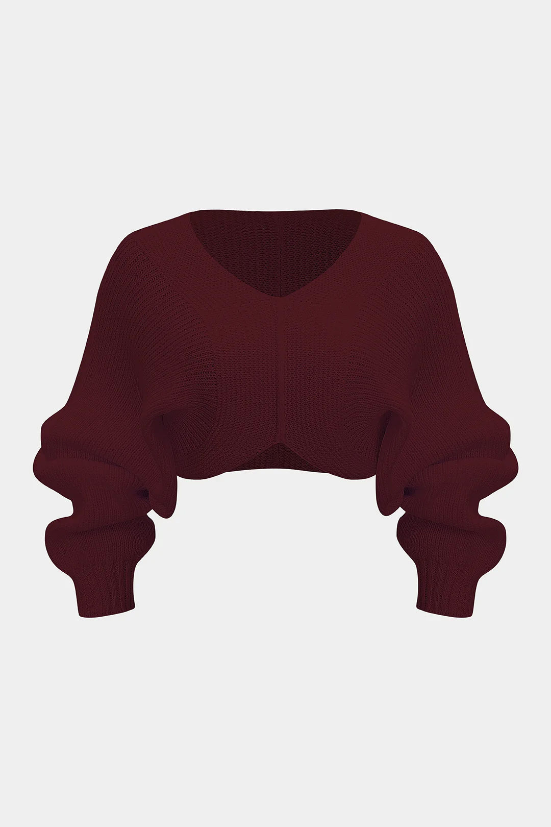 Knit V-Neck Long-Sleeve Top