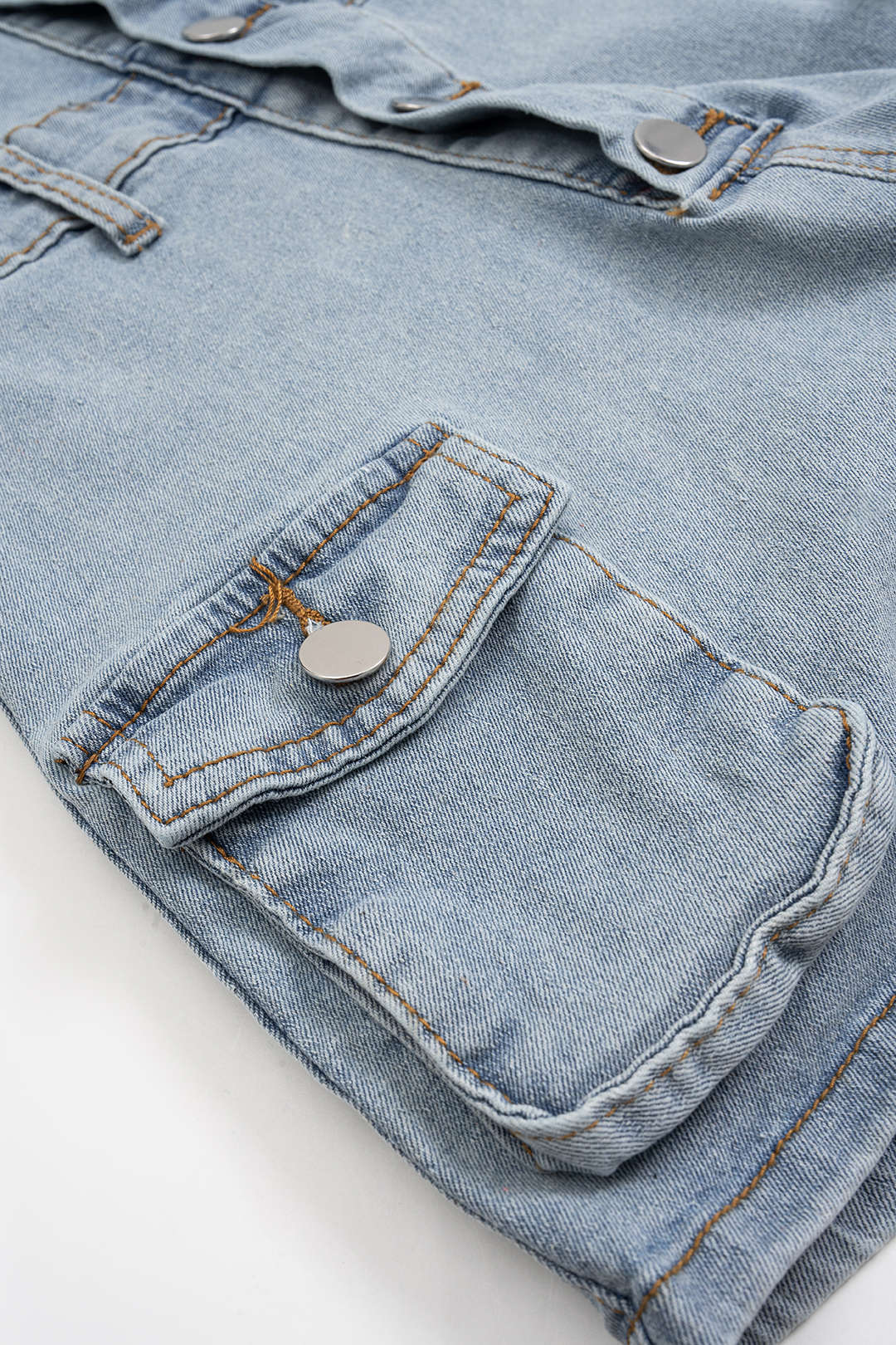 Strapless Button Denim Jumpsuit