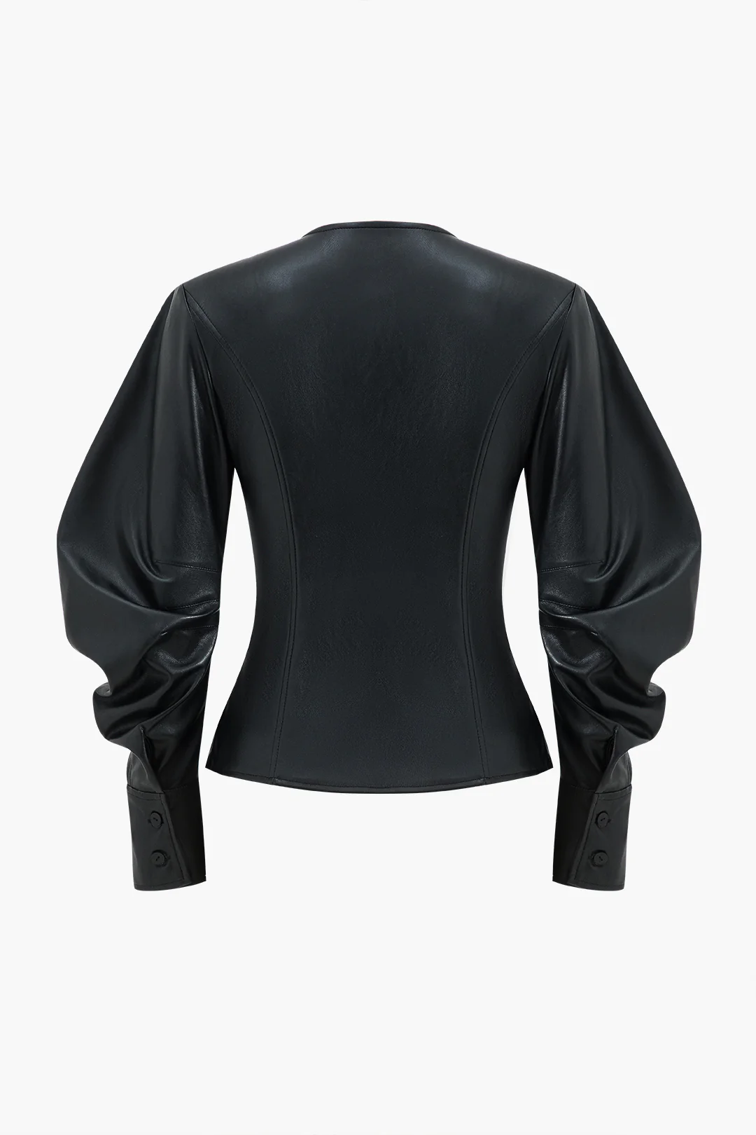 Faux Leather Jacket with Metallic Buttons