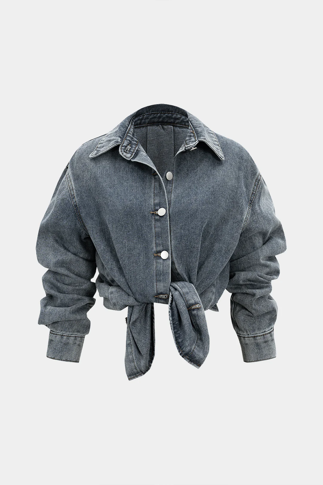 Denim Washed Button Long-Sleeve Shirt