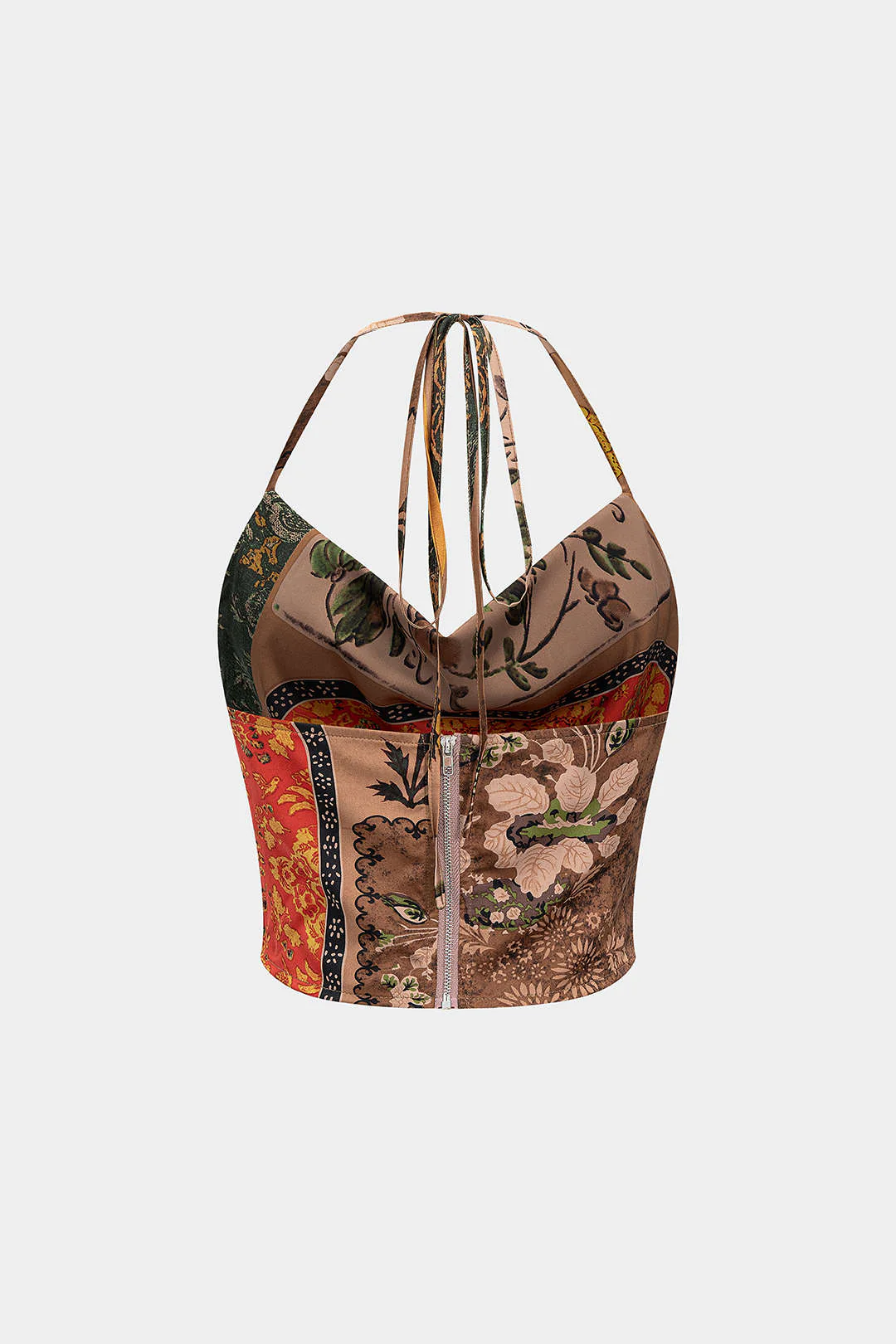 Floral Print Halter Neck Backless Camisole Top