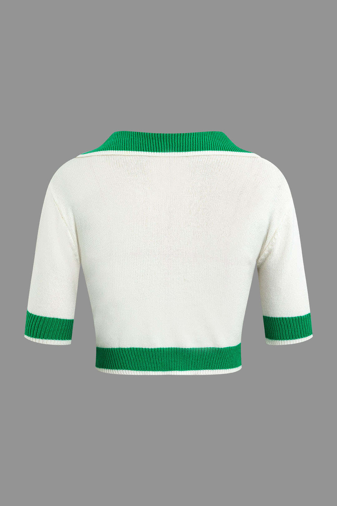 Contrast Collar Cropped Knit Top and Mini Skirt Set