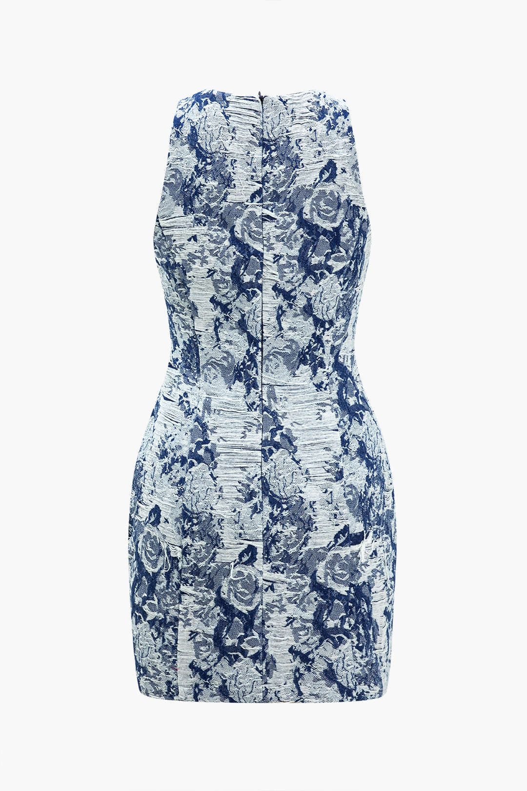 Floral Pattern Buttoned Denim Dress