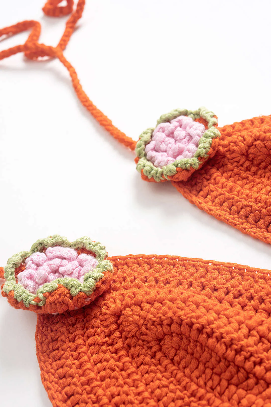 Knit 3D Floral Tie-Up Strappy Backless Cami Top