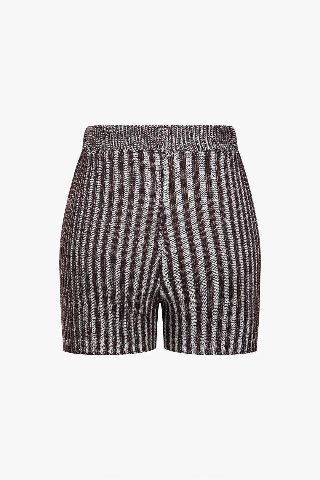 Striped Knit Button-Up Top and Shorts Set