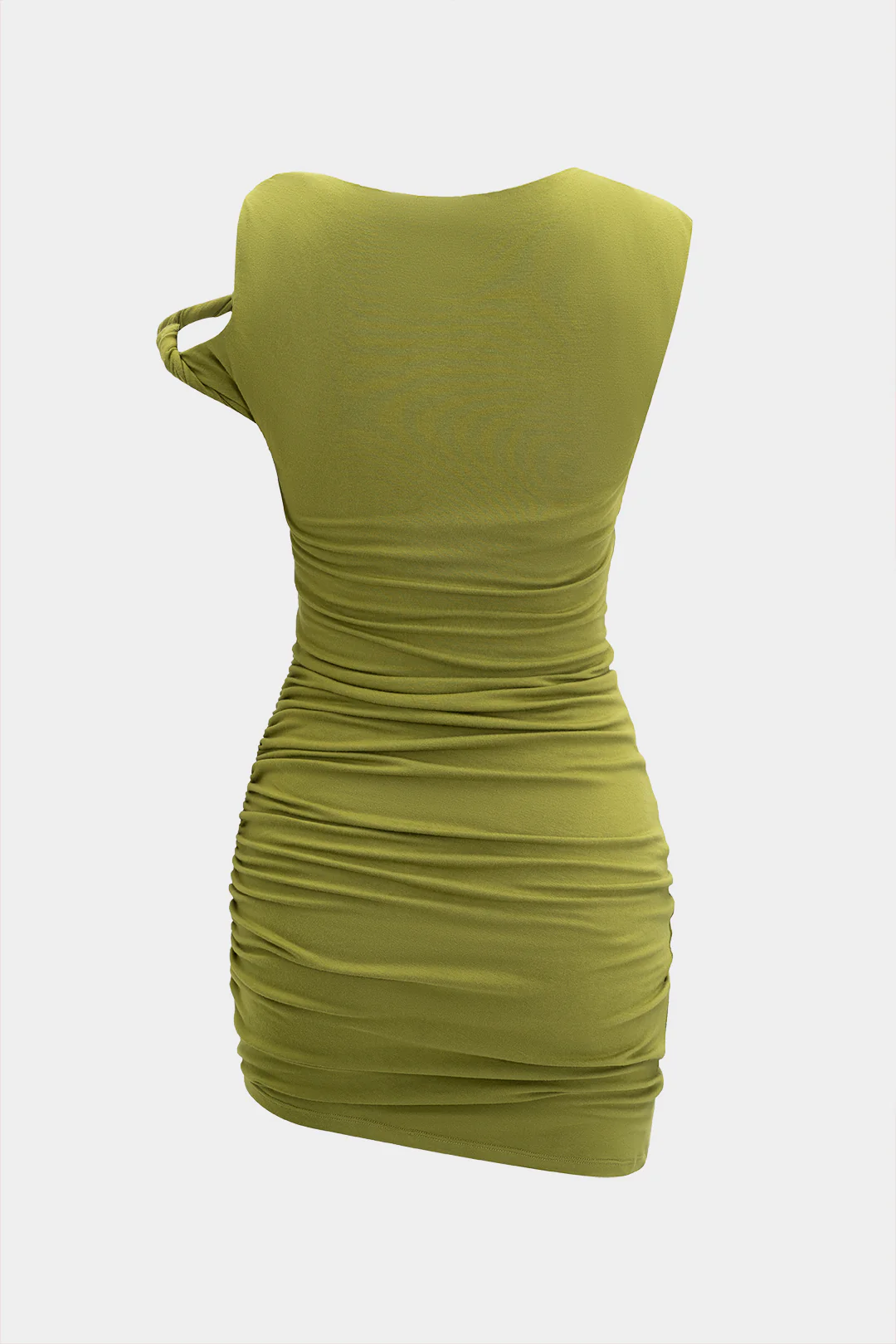 Asymmetrical Twist Knot Ruched Sleeveless Mini Dress