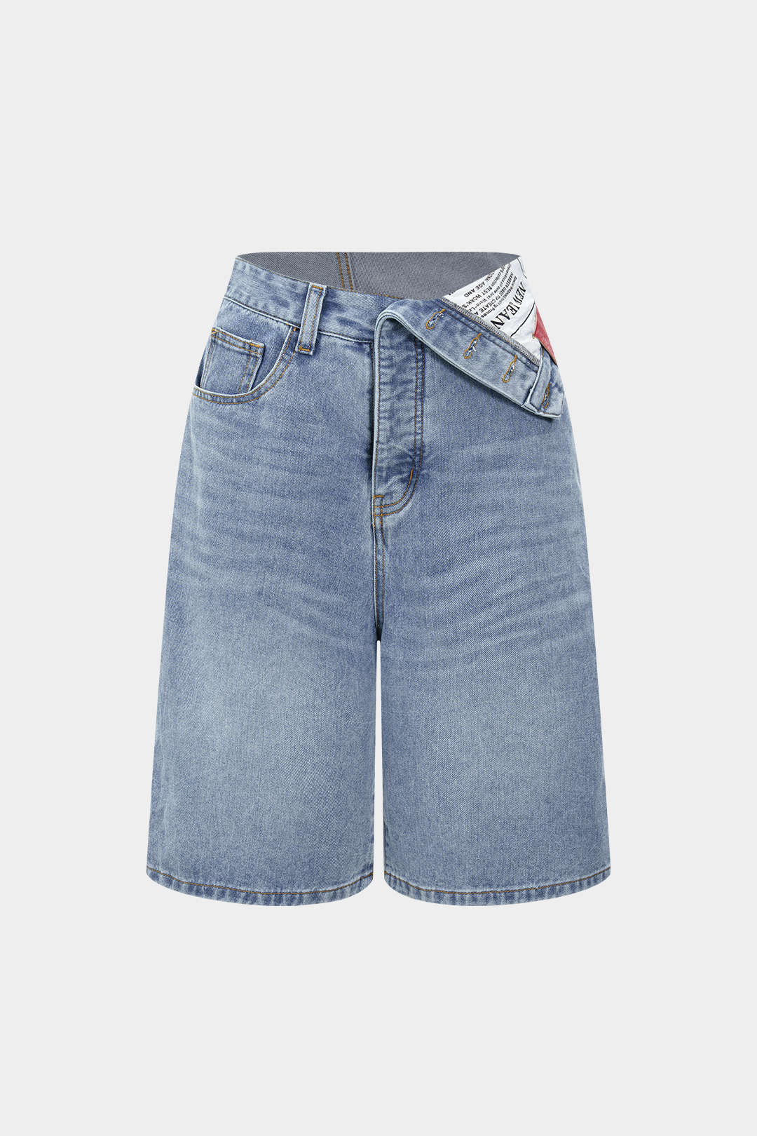 Denim Asymmetric Pocket Shorts