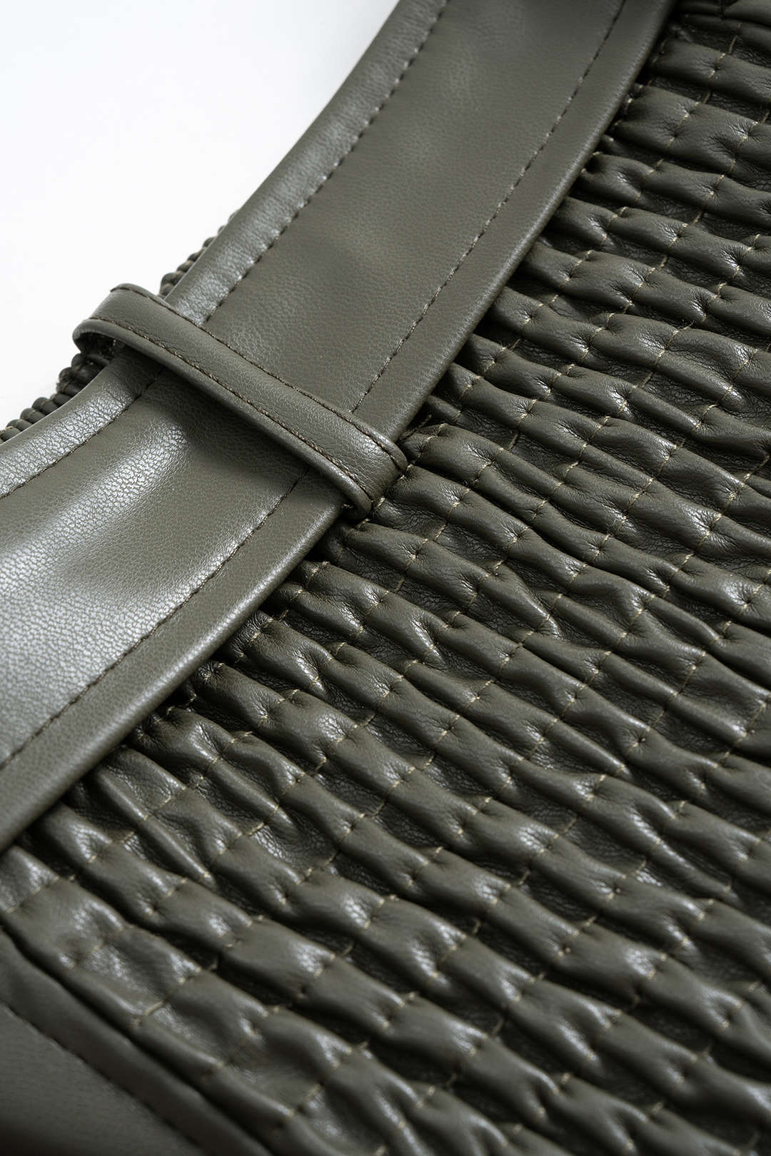 Faux Leather Smocked Strapless Belted Zipper Tube Top