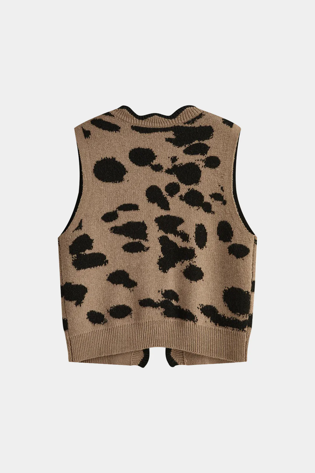 Knit Leopard Print Buttoned Vest