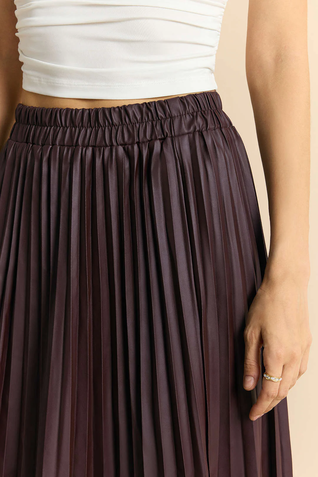 Faux Leather Pleated Skirt