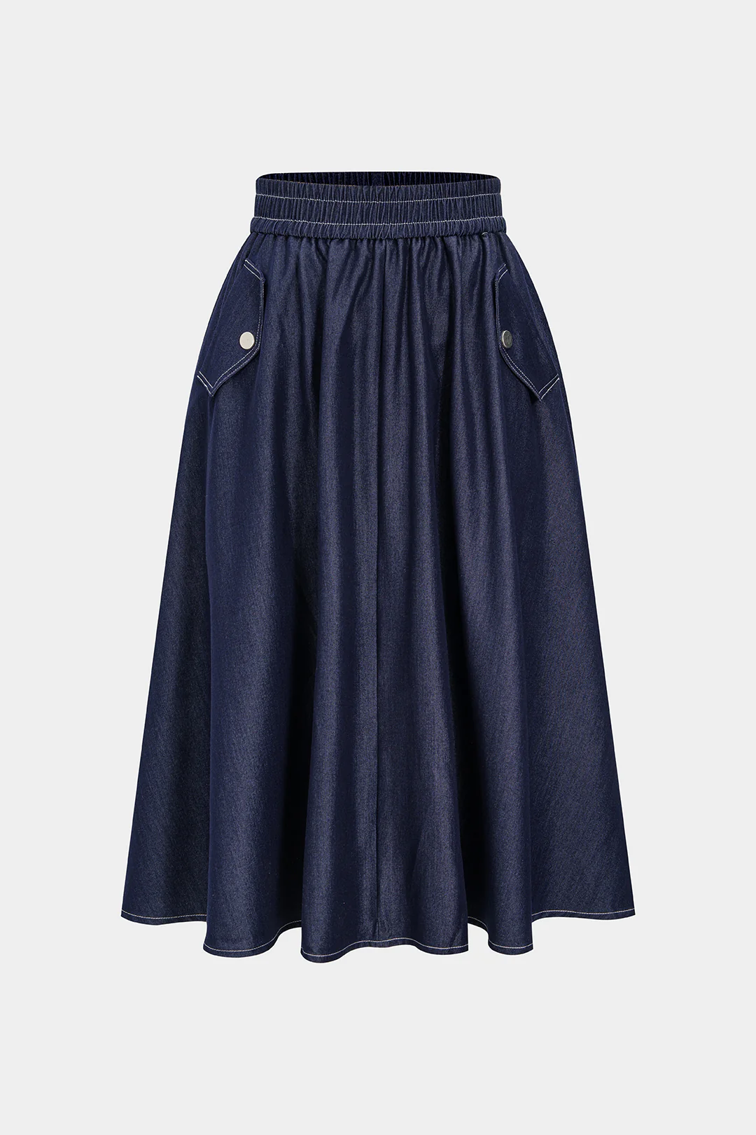 Shirred and Ruched High-Waisted Skirt