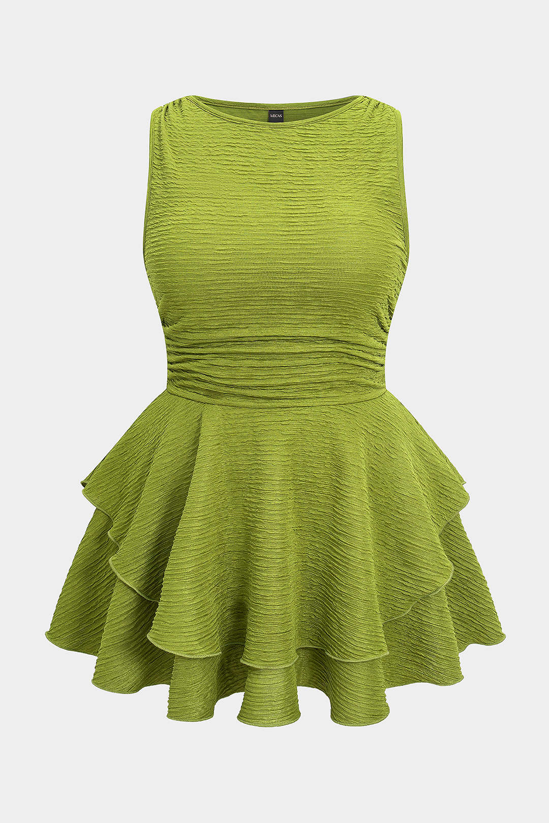 Plus Size Round Neck Ruched Sleeveless Mini Dress