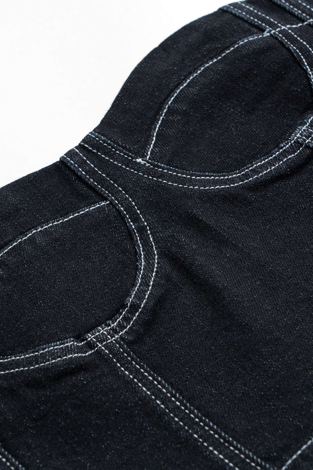 Denim Contrast Stitching Detail Bustier Tube Top and Shorts Set