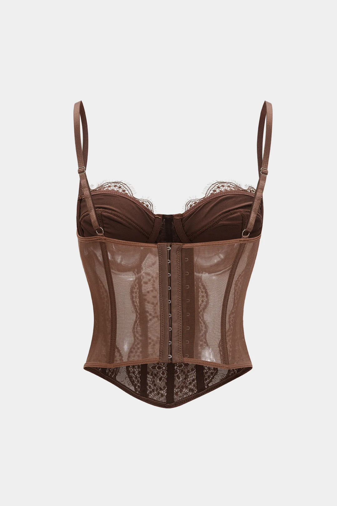 Mesh Patchwork Bustier Style Camisole Top