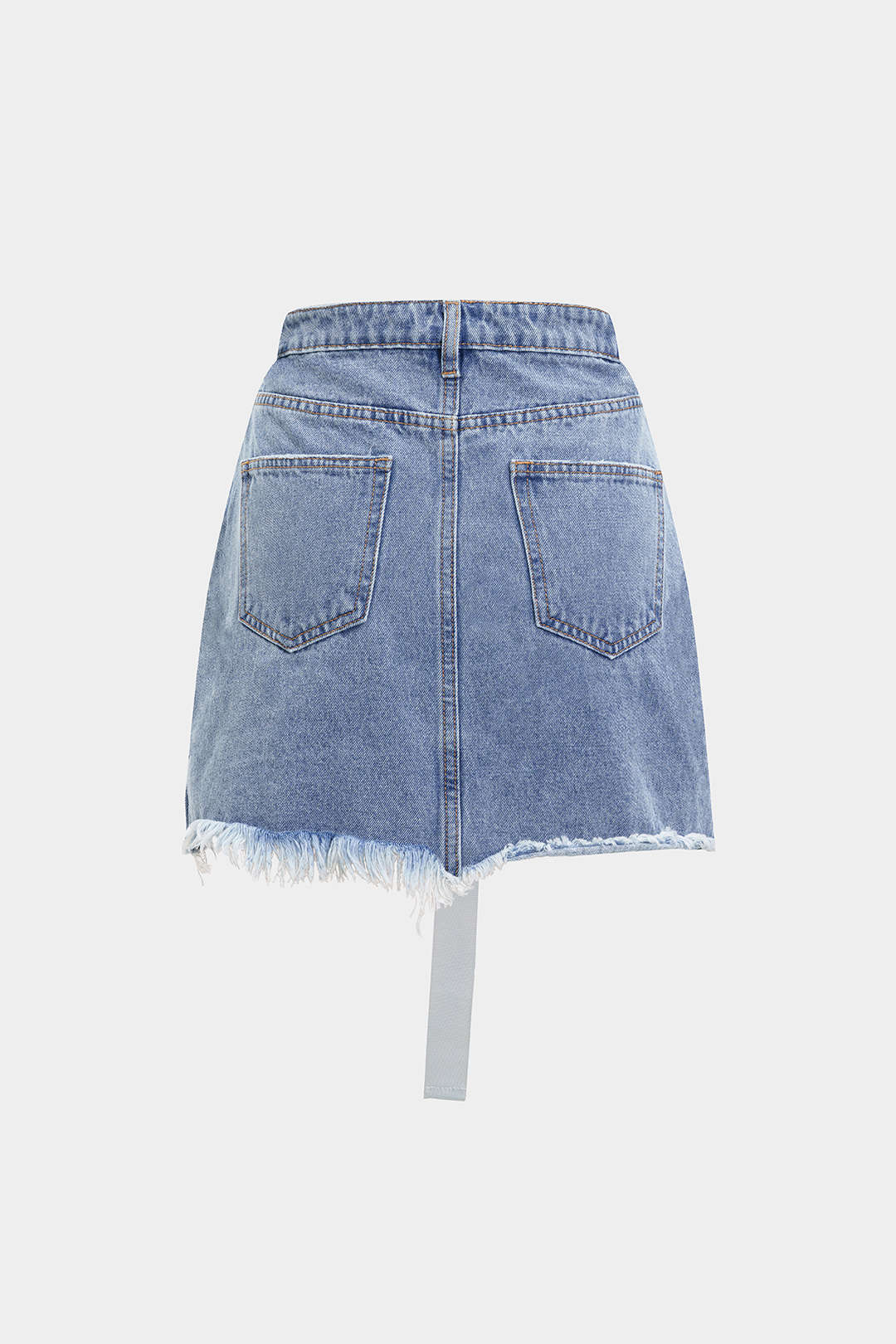Denim Asymmetrical Ripped Frayed Skirt
