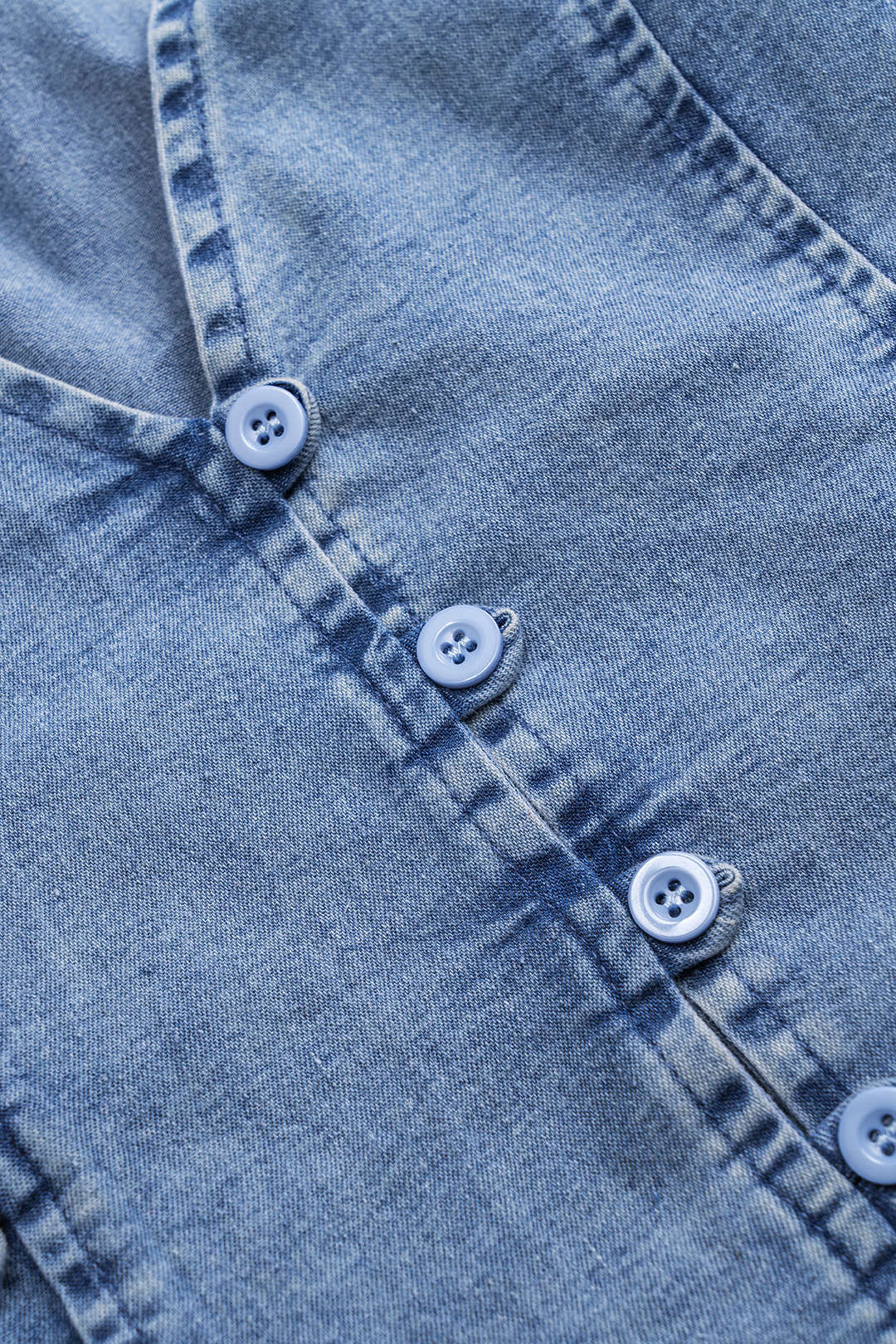 Denim Ruched Button Tie Knot Vest