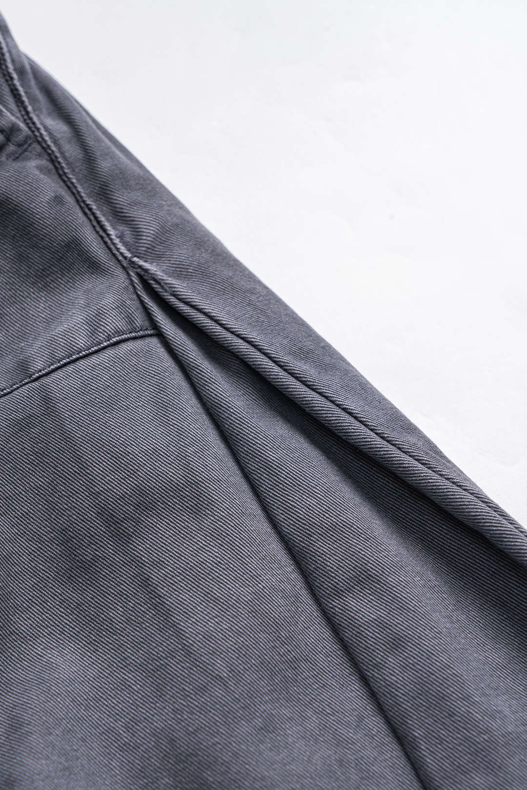 Denim Ruched Button-Pocket Wide-Leg Trousers