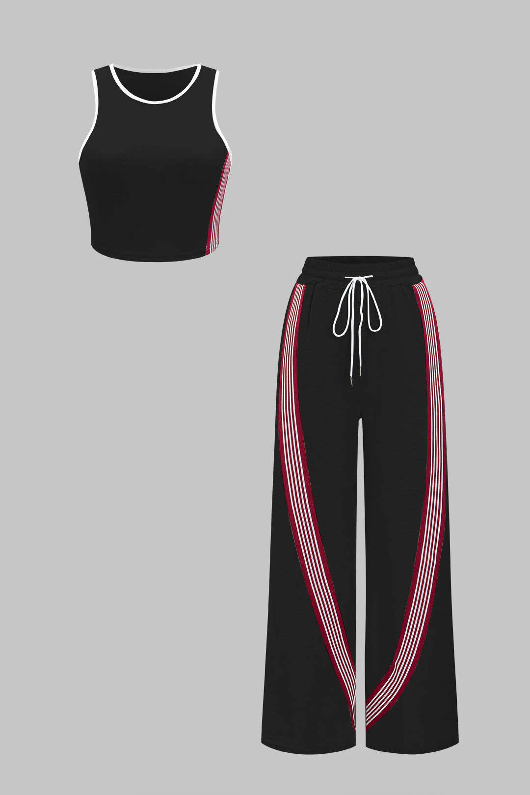 Striped Tank Top and Wide-Leg Pants Set