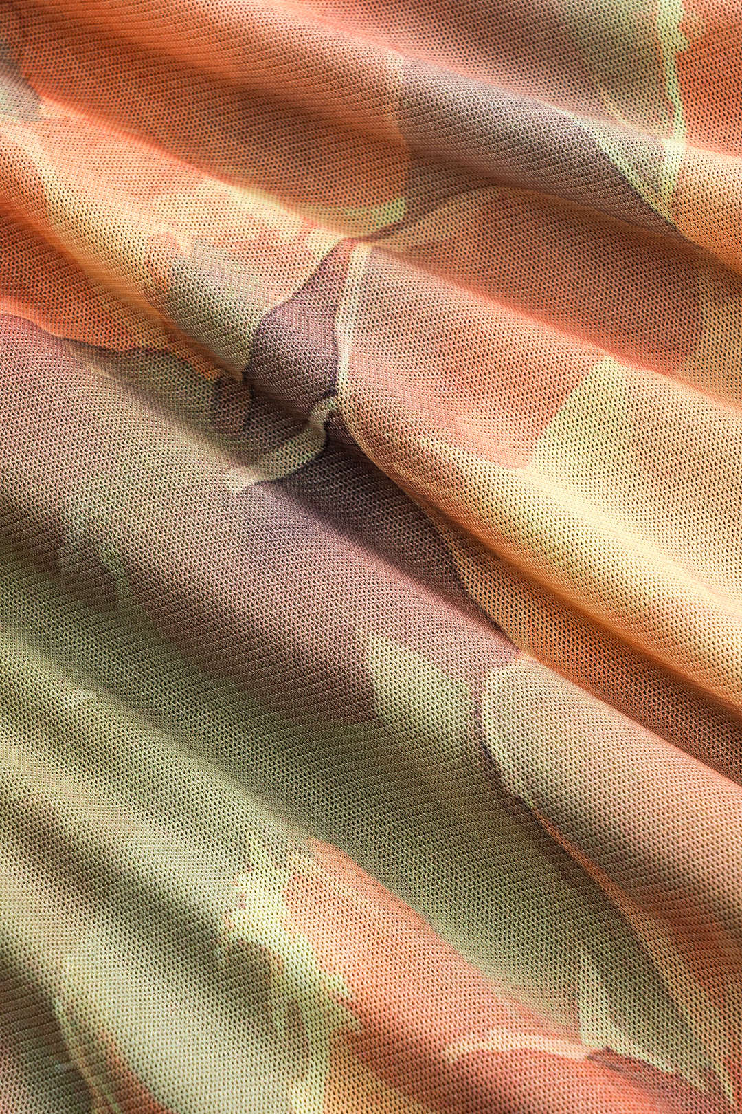 Tie-Dye Printed Ruched Tie-Front Zipper Maxi Slip Dress