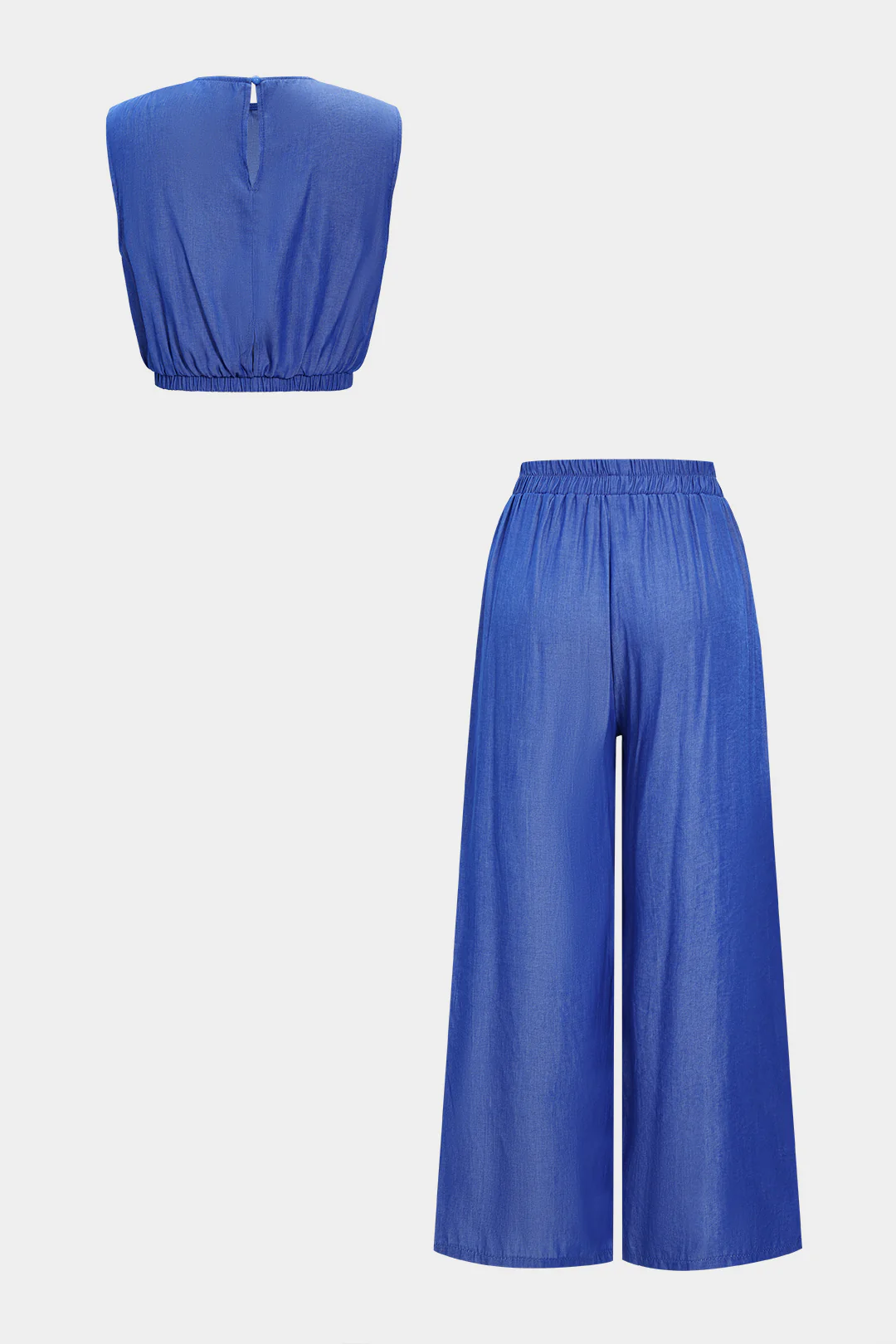 Ruched Tank Top and Shirred Waistband Trousers Combo