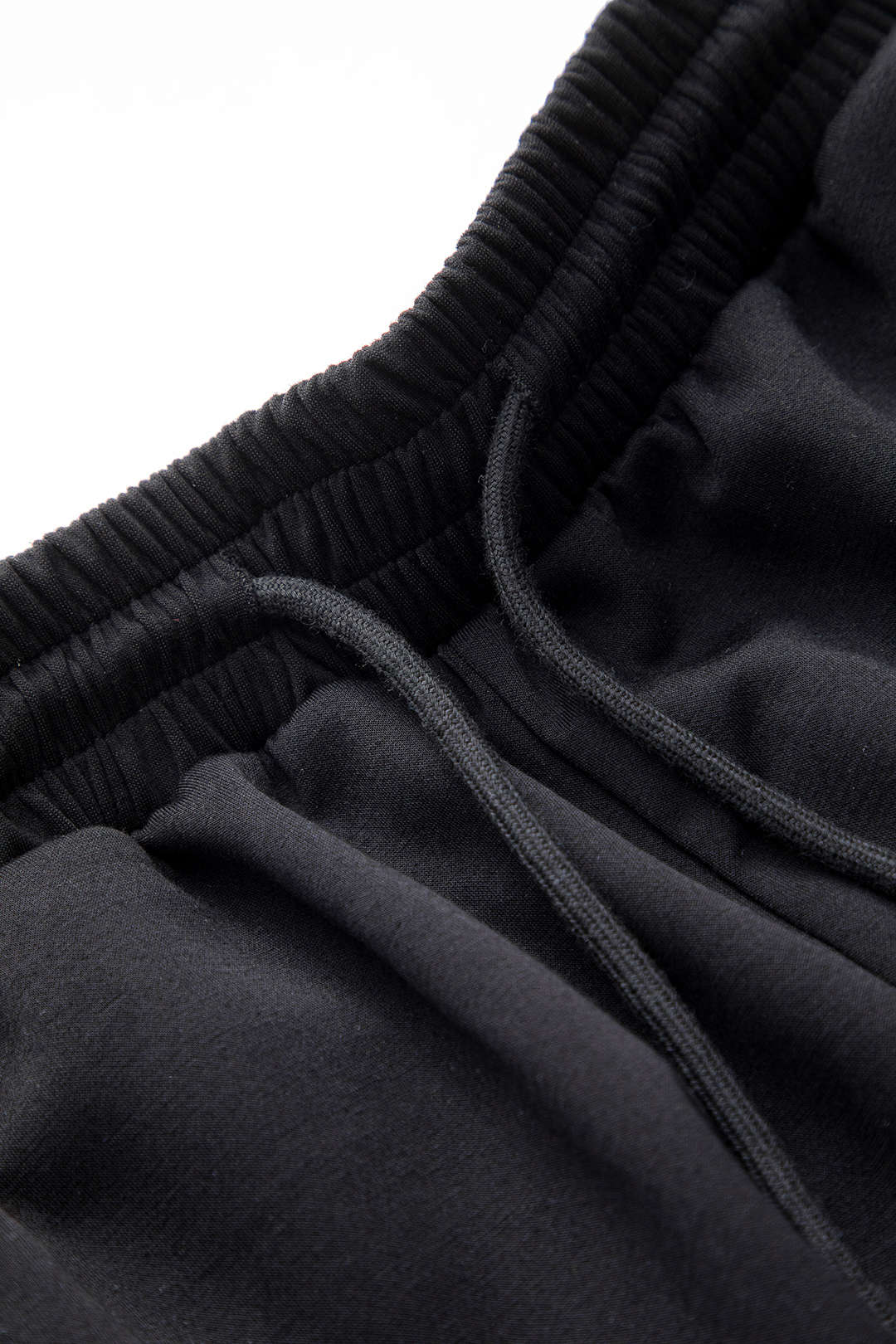 Denim Patchwork Round Neck Long Sleeve Top with Drawstring Pocket Trousers Set