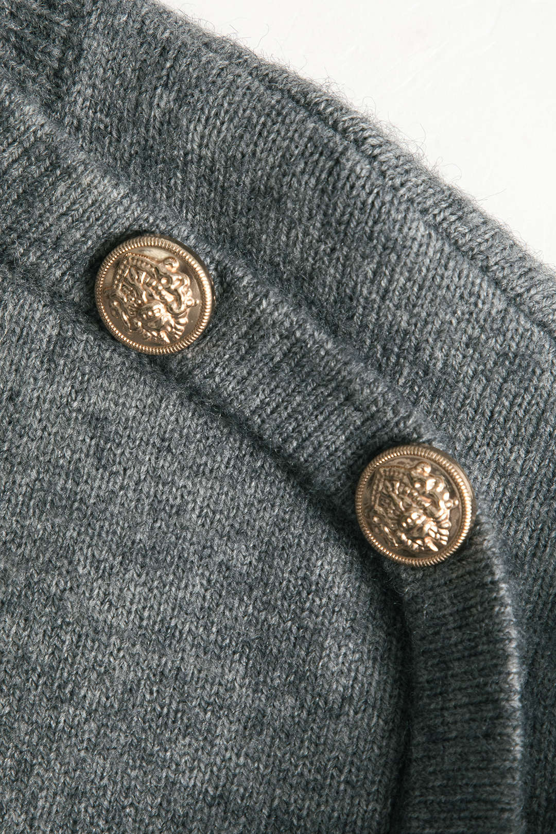 Knit Asymmetric Button Long Sleeve Top